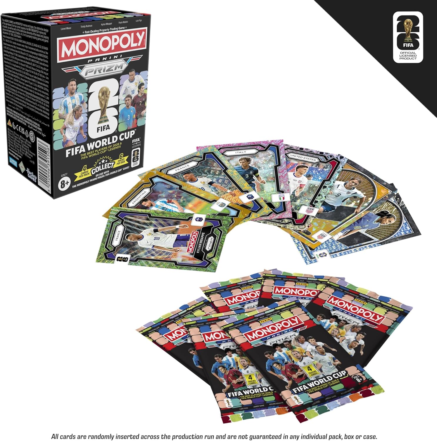 Monopoly Panini Prizm: FIFA World Cup Trading Cards Booster Box | Current Stars and FIFA World Cup Legends | Gifts for Soccer Fans