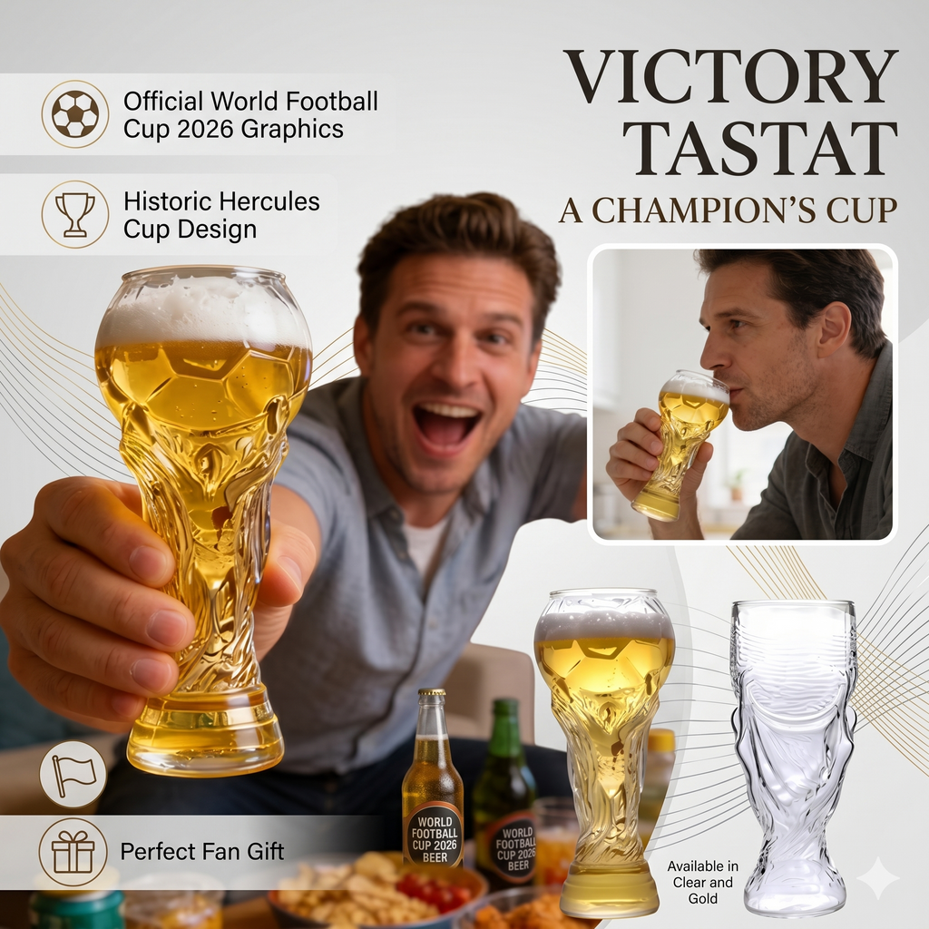 2026 World Soccer Cup Trophy Beer Glass | Football Fan Souvenir & Gift